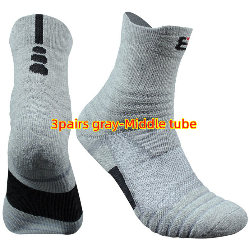 Gray socks with black accents on a white background