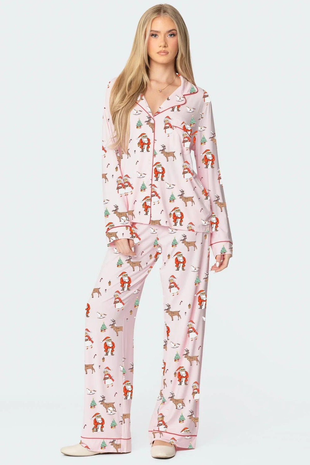Christmas Printed Long-sleeved Trousers Autumn Ladies Home Leisure Suit EX-STOCK Canada