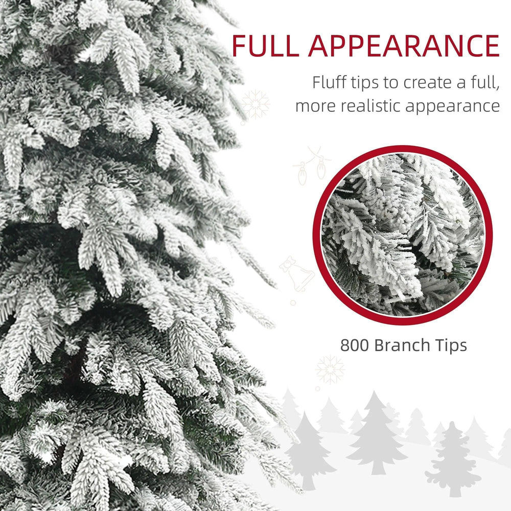 Sapin de Noël artificiel flocage de 7 pieds avec 800 branches, ouverture automatique et base en acier, vertEX-STOCK Canada