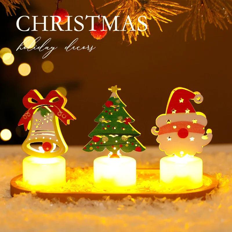 Bougies électroniques LED Lumières Arbres de Noël Père Noël Bonhommes de Neige Bougies Créatives Petites Veilleuses Ornements Décoratifs pour la MaisonEX-STOCK Canada