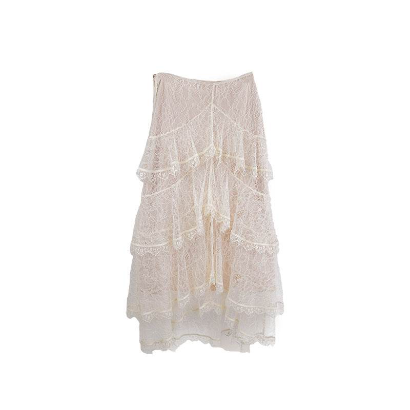 Spring Summer Irregular Cake Layer Lace Midi Tulle Skirt - EX-STOCK Canada