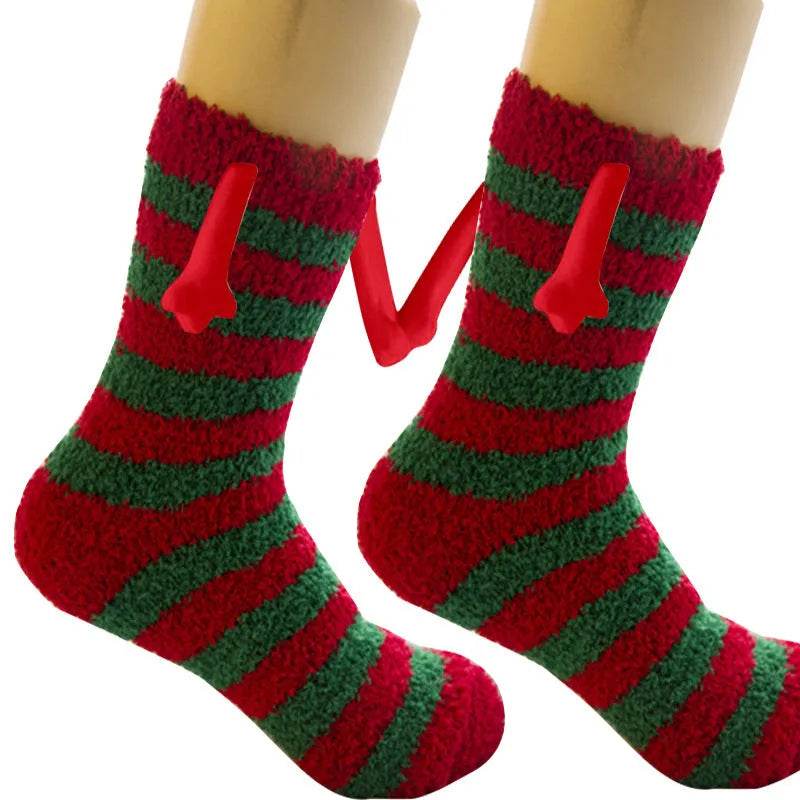 Soft Carton Christmas-themed Fleece Winter Home socks for Women - EX-STOCK Canada