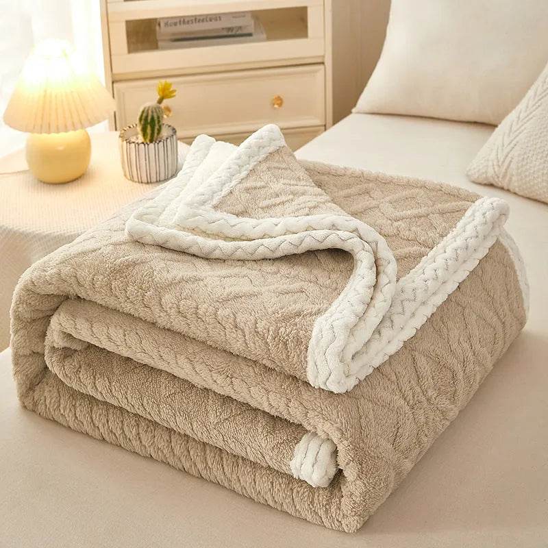 Blanket Double Thickened Warm Coral Fleece Sofa Winter Blanket - EX-STOCK Canada