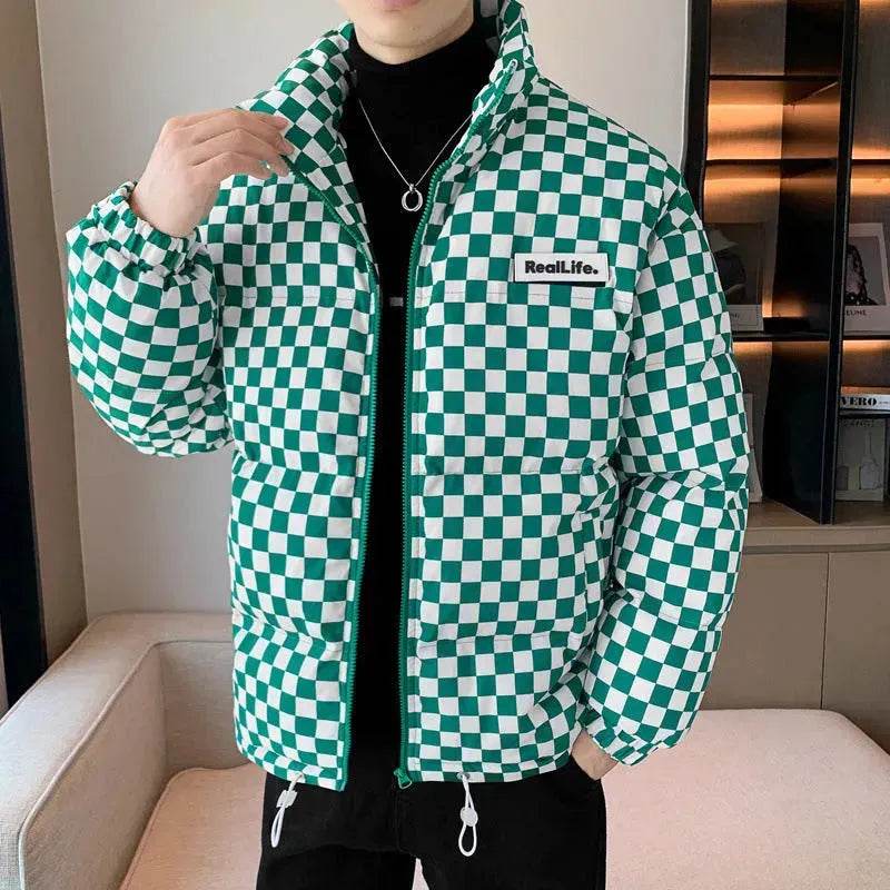 New Fall Winter Checkered Cotton padded Down Puffer Jacket men - EX-STOCK Canada