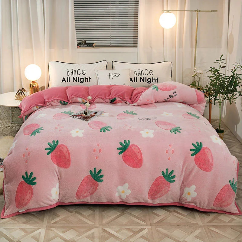 Plush Thick Snowflake Duvet Cover Single Piece Flannel EX-STOCK Canada