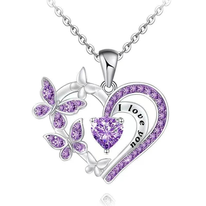 Ins Butterfly Love Necklace With Rhinestones Fashion Personality Hollow Heart-shaped Clavicle Chain Pendant Necklace For Valentine's Day - EX-STOCK Canada