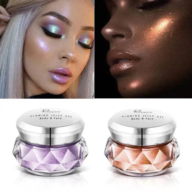 Face Highlighter Jelly Gel Mermaid Eyeshadow Glow Body Glitter Festival Makeup Iluminador Gold Liquid Highlighter Bronzer - EX-STOCK Canada
