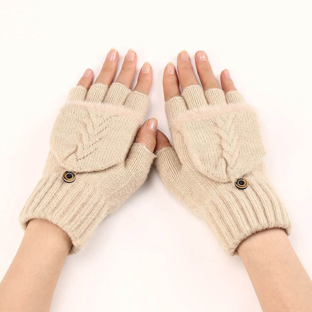 Wool Fingerless Gloves Women's Warm Fashionable Knitted Half Finger Oversleeves - EX-STOCK Canada