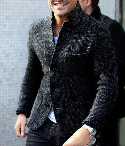 Cardigan épais à manches longues, coupe slim, col montant chaud, chemise décontractée à porter en sous-vêtementEX-STOCK Canada