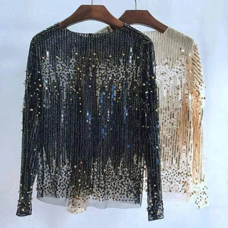 Fashion Bottoming Sequined evening Top blouse For Women - EX-STOCK Canada