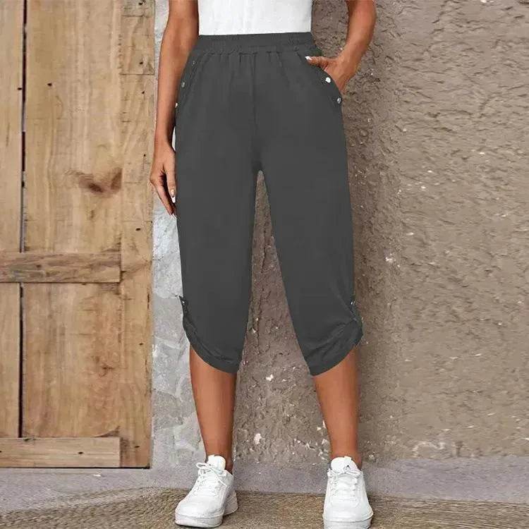 Fashion Cropped Trousers With An Elasticated Waist Women - EX-STOCK Canada
