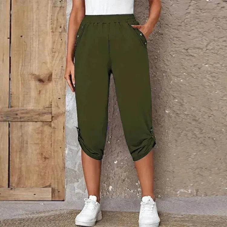 Fashion Cropped Trousers With An Elasticated Waist Women - EX-STOCK Canada