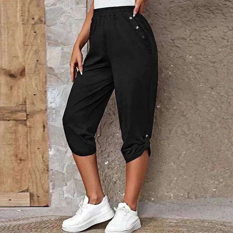 Fashion Cropped Trousers With An Elasticated Waist Women - EX-STOCK Canada
