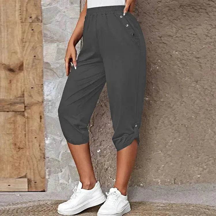 Fashion Cropped Trousers With An Elasticated Waist Women - EX-STOCK Canada