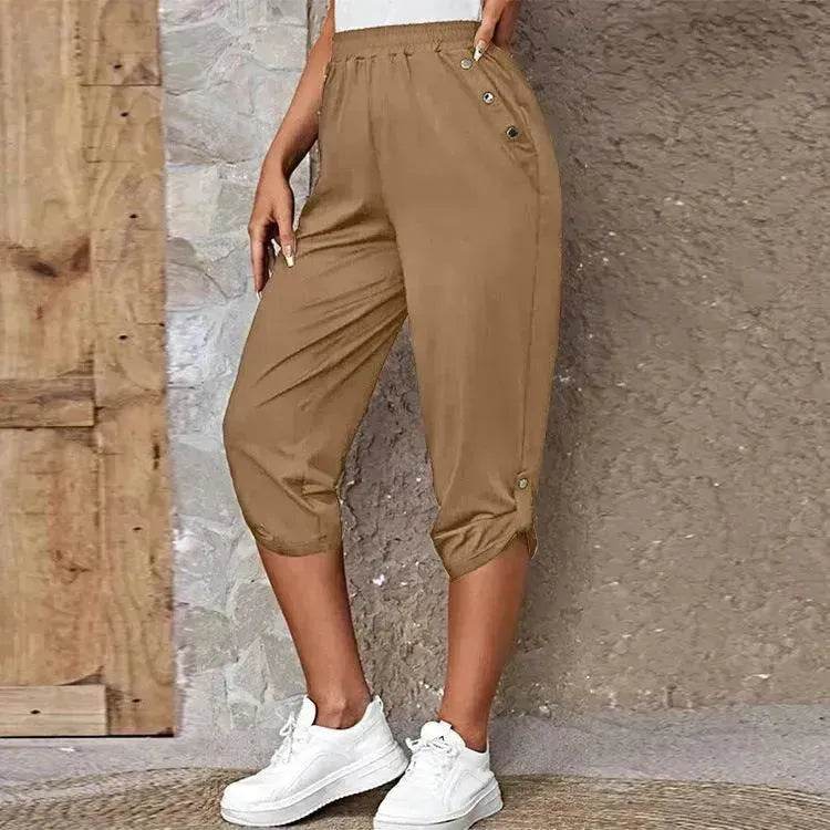 Fashion Cropped Trousers With An Elasticated Waist Women - EX-STOCK Canada