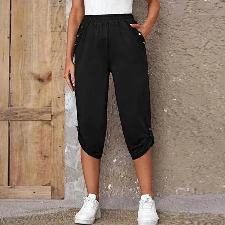 Fashion Cropped Trousers With An Elasticated Waist Women - EX-STOCK Canada