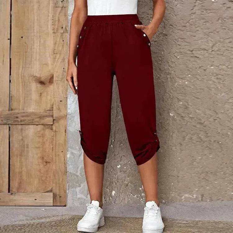Fashion Cropped Trousers With An Elasticated Waist Women - EX-STOCK Canada
