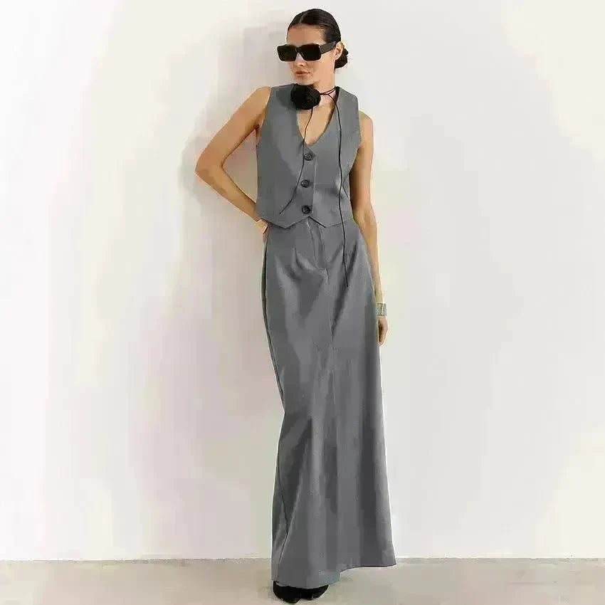 Fashion Gray Skirt Suit For Women - EX-STOCK CANADA