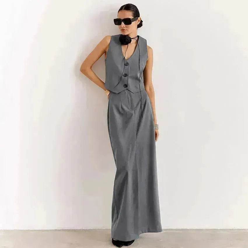 Fashion Gray Skirt Suit For Women - EX-STOCK Canada
