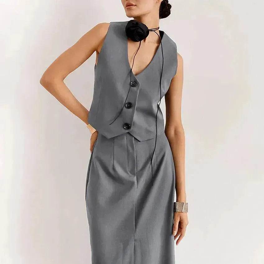 Fashion Gray Skirt Suit For Women - EX-STOCK Canada