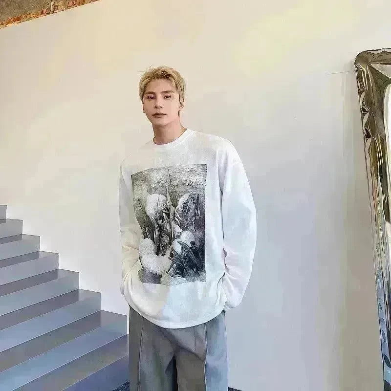 Fashion Painting Printing Long Sleeve Shirt top. - EX-STOCK CANADA