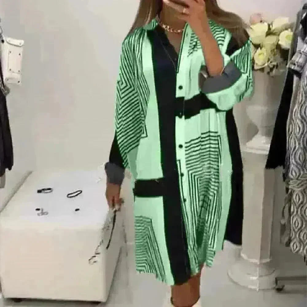 Fashion Printed Long Sleeve Loose Dress - EX-STOCK CANADA