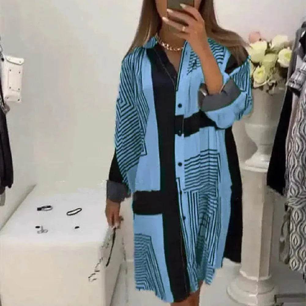 Fashion Printed Long Sleeve Loose Dress - EX-STOCK Canada