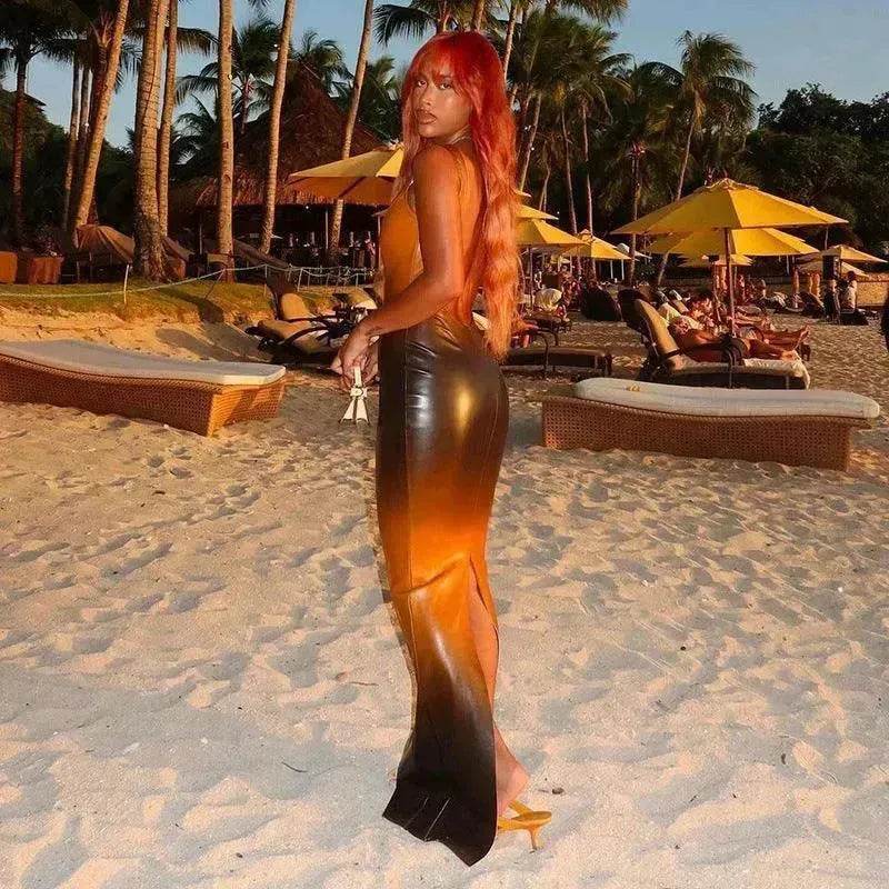 Fashion Trend Multicolor Printed Pullover High Waist Dress - EX-STOCK Canada