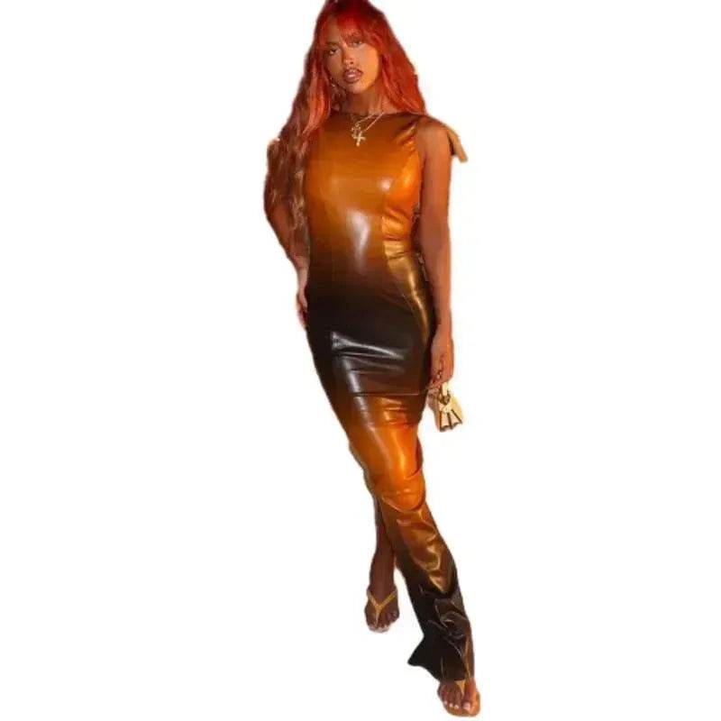 Fashion Trend Multicolor Printed Pullover High Waist Dress - EX-STOCK Canada