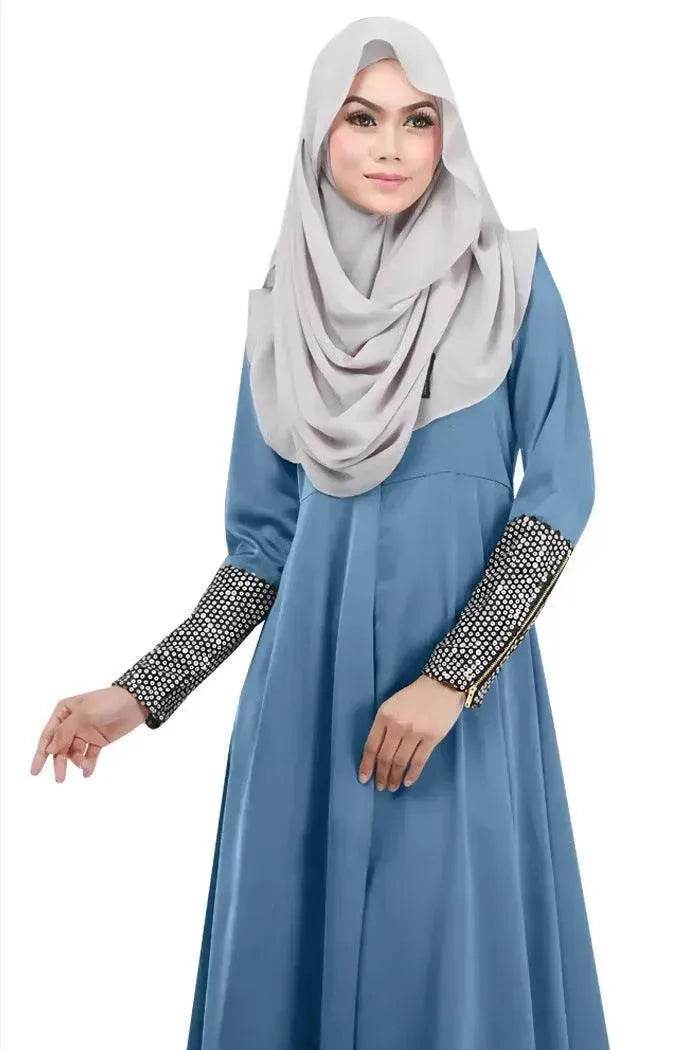 Fashionable Middle East Cuff Stitching Sequined Long Skirt Abaya Dress - EX-STOCK Canada