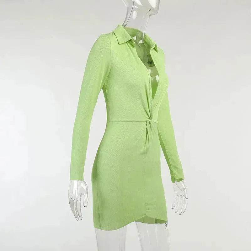 Fashionable Charming New L-neck Twisted Charming Tight-fitting Dress - EX-STOCK Canada