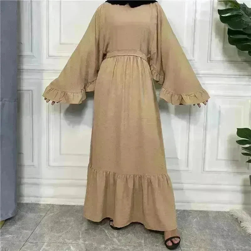 Fashionable Women's Solid Color Patchwork Arab Dress - EX-STOCK CANADA