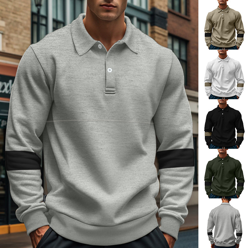 Fashion Long-sleeved Lapel Polo Shirt With Button Men's Loose Casual Sports Top Fall Spring Clothing EX-STOCK Canada
