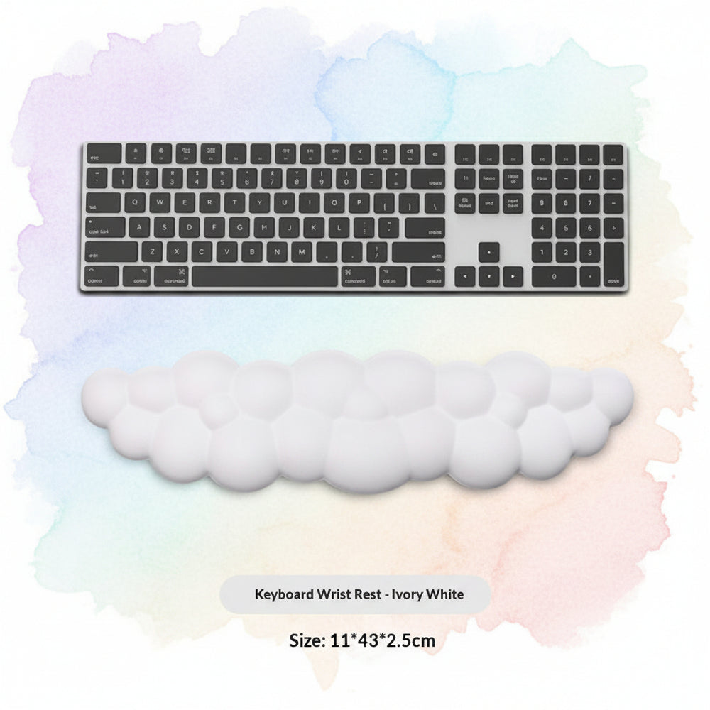 Keyboard wrist rest on a white background with product details.