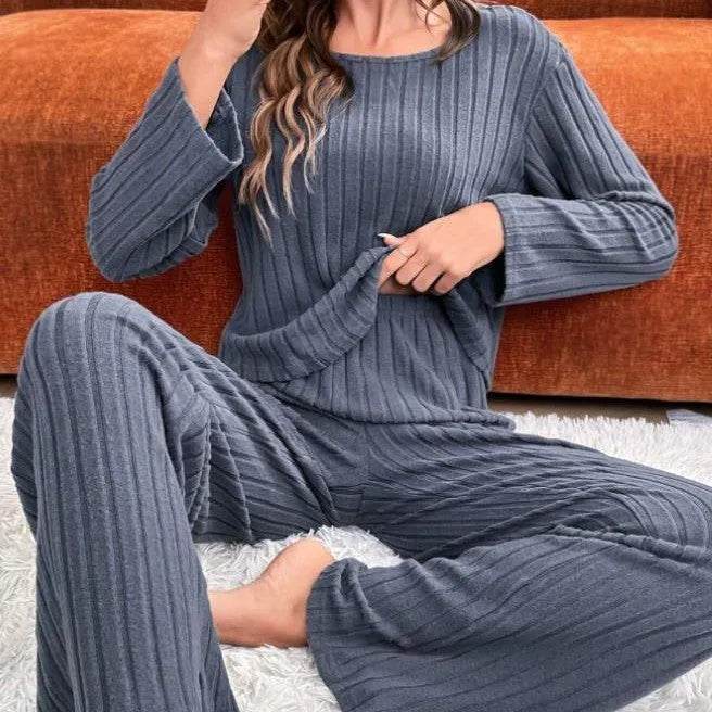 Round Neck Loose Trousers Suit Homewear - EX-STOCK Canada