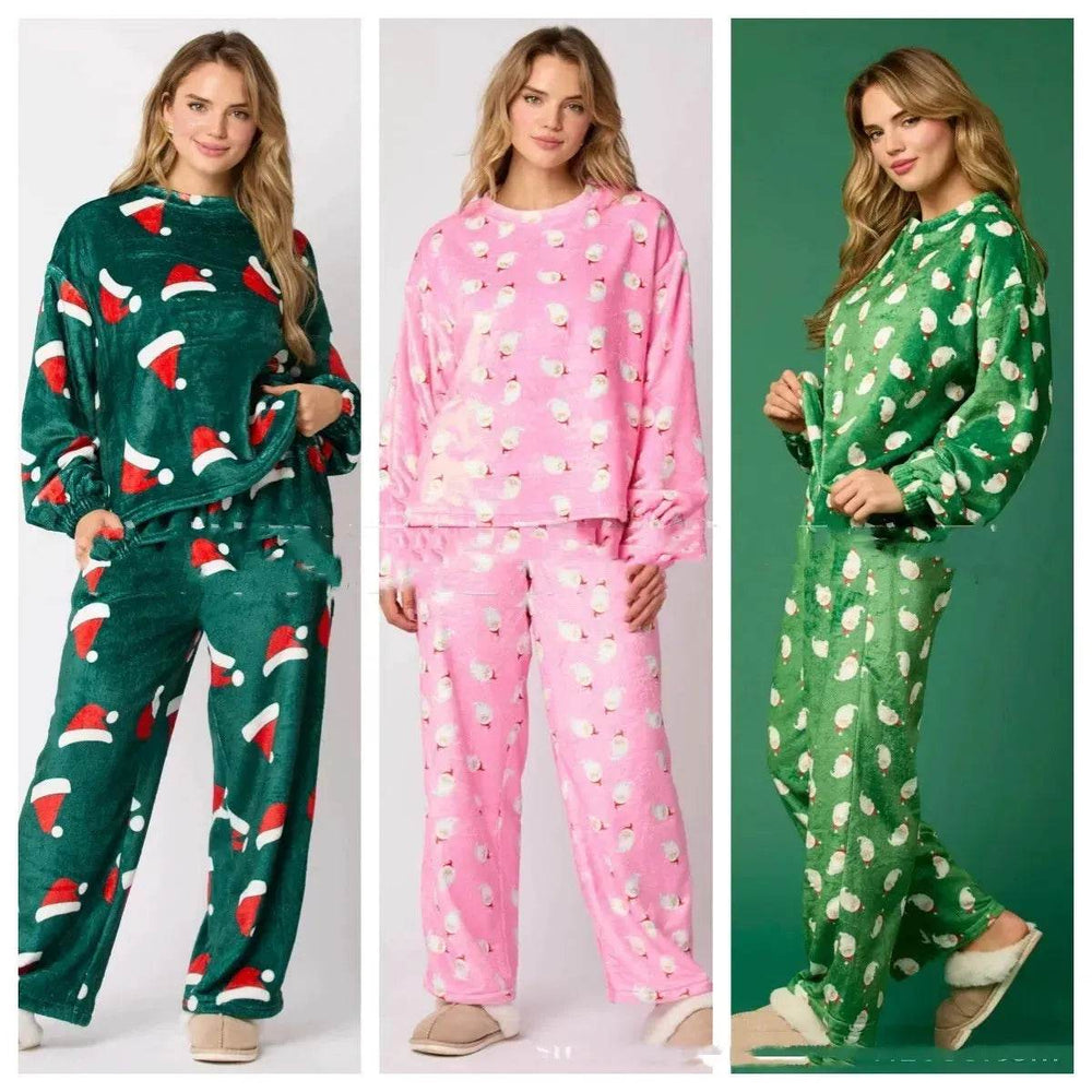 Women's Christmas Hat Pajamas Long Sleeve Trousers Suit - EX-STOCK Canada