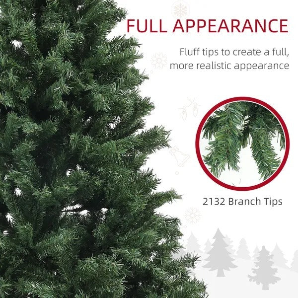 9ft Artificial Christmas Trees With 2132 Branch Tips, Auto Open And Steel Base, Green EX-STOCK Canada