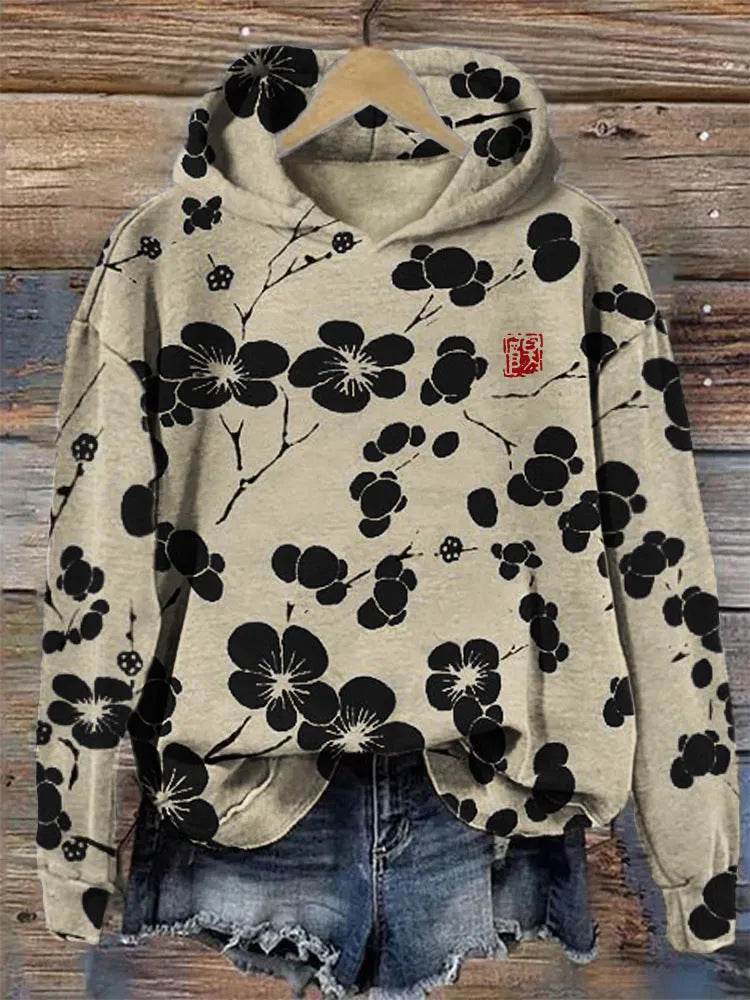 Women Fashion Spring And Autumn Plum Blossom Hooded Super Plus Size Loose-fitting Casual Pullover - EX-STOCK Canada