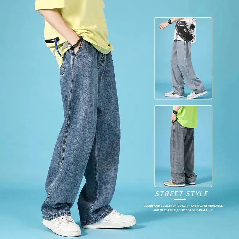 Straight Loose Jeans Men Casual Trousers Hip Hop Cargo Denim Pants With Zipper - EX-STOCK CANADA