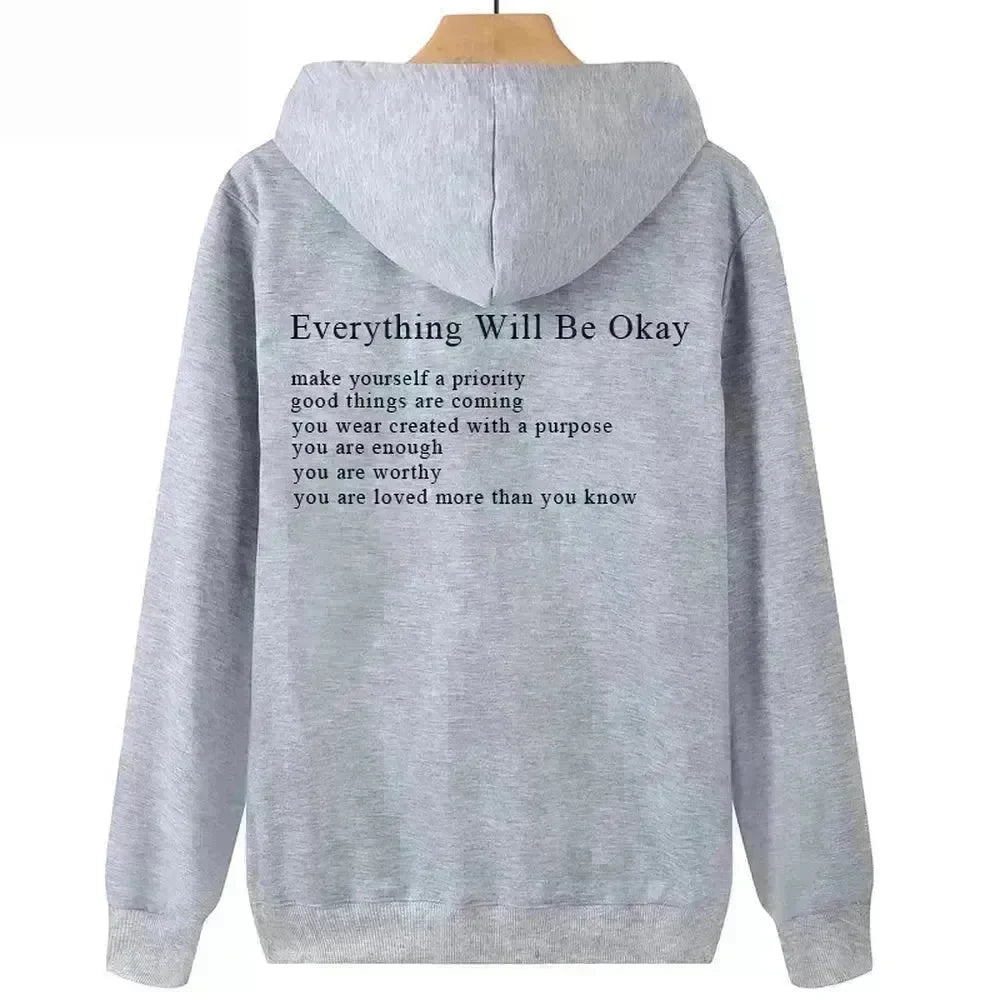 Everything Will Be Okay Loose Casual Men's And Women's Korean Version Loose Round Neck Top - EX-STOCK CANADA