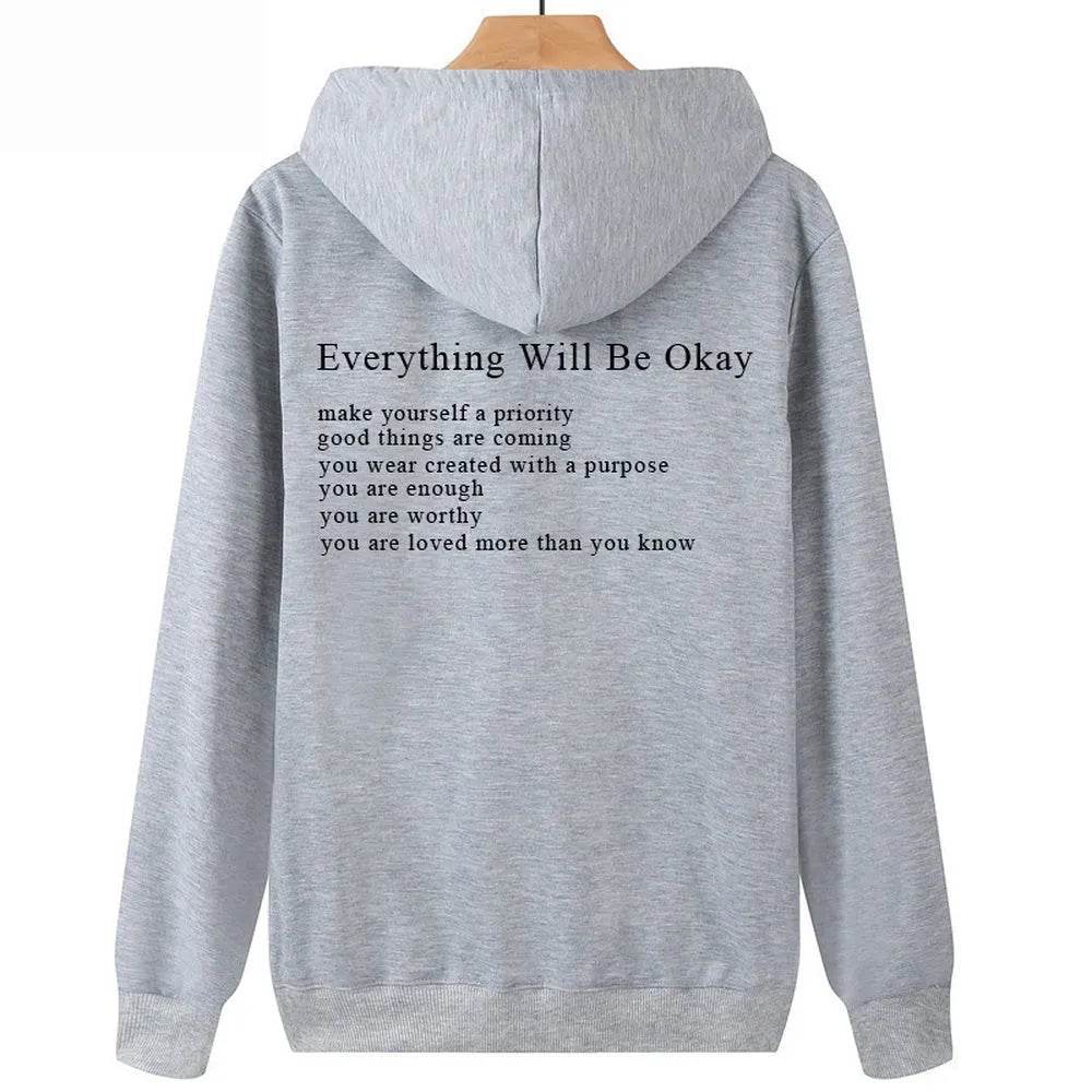 Everything Will Be Okay Loose Casual Men's And Women's Korean Version Loose Round Neck Top - EX-STOCK Canada