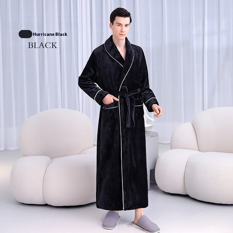 Extended Autumn And Winter Coral Fleece Bathrobe | EX-STOCK product gallery photo 9