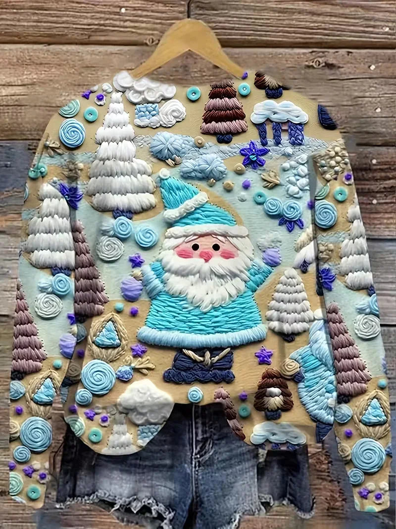 Women's Pullover Christmas Pattern Round Neck Sweatshirt EX-STOCK Canada