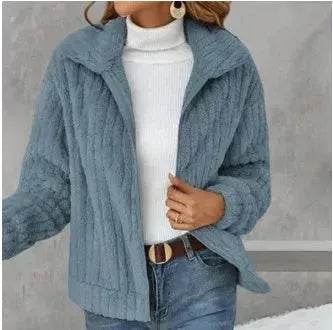 Fall Winter Casual Women Thick Fleece sherpa Lapel Cardigan sweater Jacket - EX-STOCK Canada
