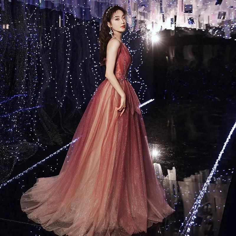 Evening Female Toast Dress Red Bridal Dinner Tube Top Long Dress Host Fairy Spirit EX-STOCK Canada