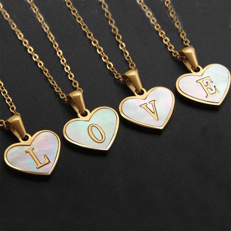 26 Letter Heart-shaped Necklace White Shell Love Clavicle Chain Fashion Personalized Necklace For Women Jewelry Valentine's Day - EX-STOCK Canada