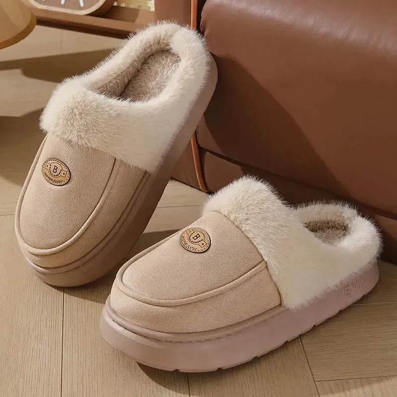 Winter Plush Slippers For Men Casual All-match Warm Suede House Shoes Indoor Non-slip Floor Bedroom Slipper - EX-STOCK Canada