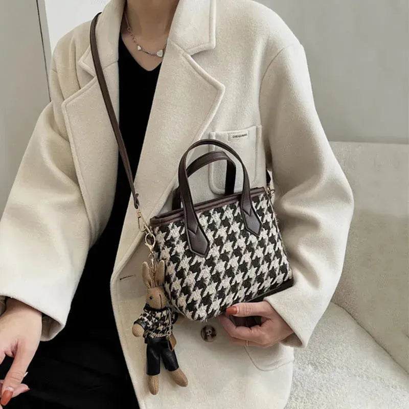 Fashion Houndstooth Shoulder Bags Portable Checkerboard Handbags All-match Messenger Crossbody Bag Women - EX-STOCK Canada