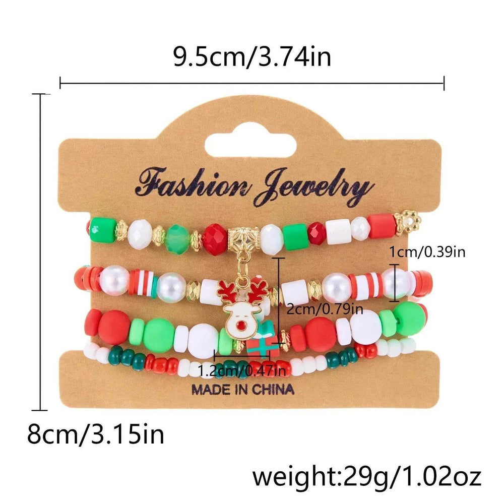 4pcs Christmas Snowman Handmade Beaded Bracelet set gift idea - EX-STOCK Canada