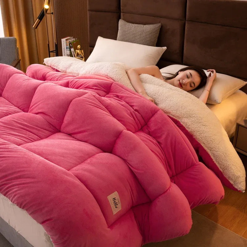 Verdickte Milchfaser-Steppdecke Doppelseitiges Samt Warm Verdicktes Bettdecken-InlettEX-STOCK Canada